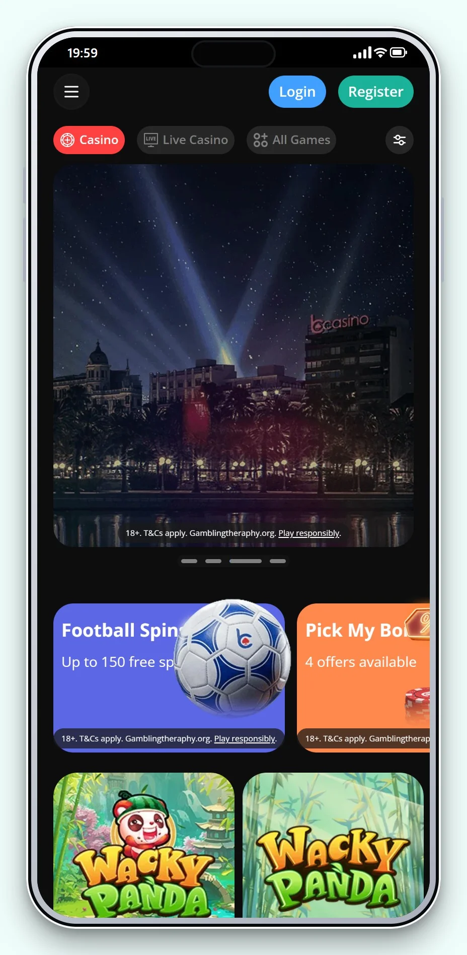 Trustly Online Casino: bCasino auf dem Smartphone, die Spielelobby