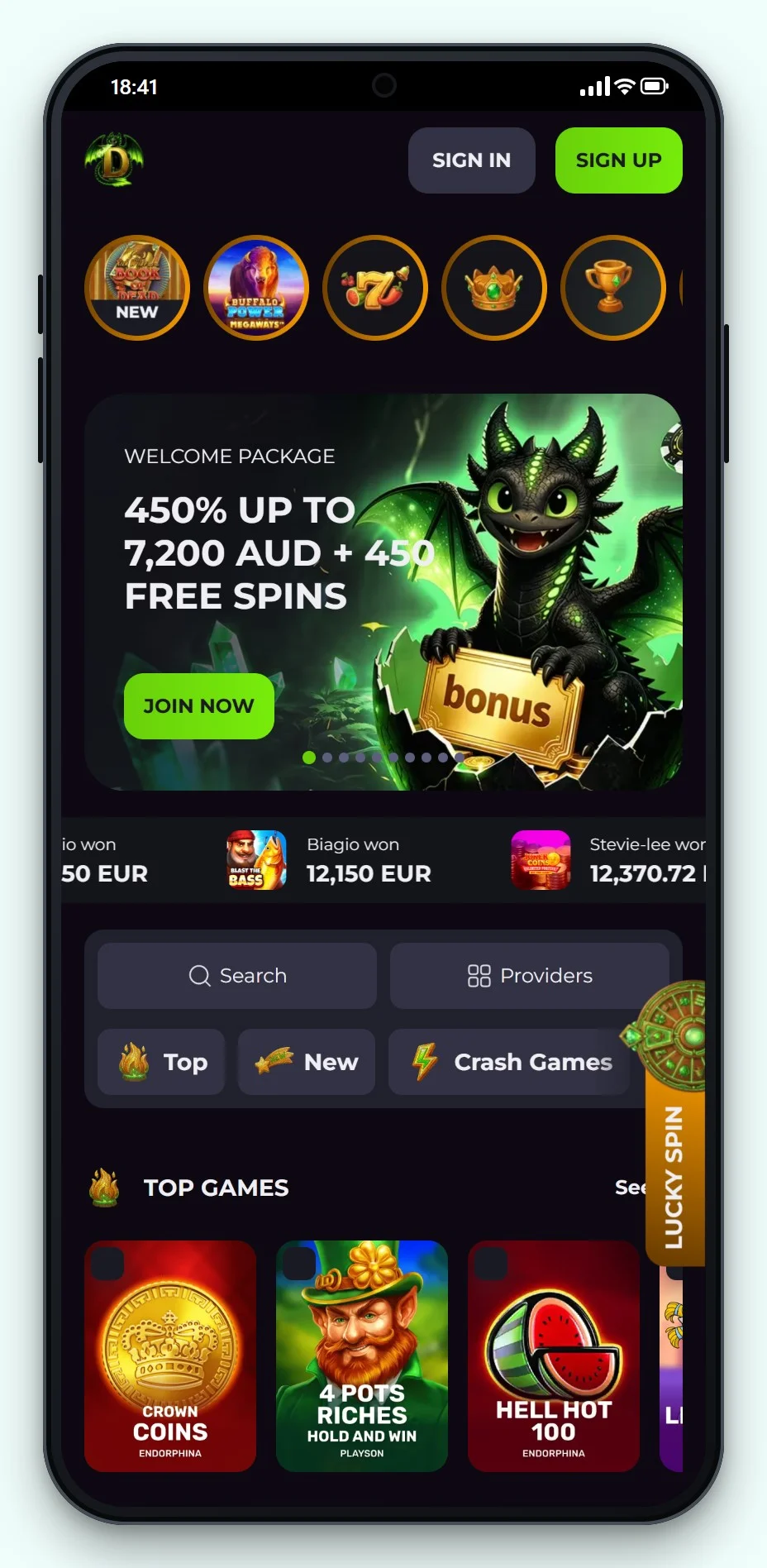 casino trustly: Drakaris on mobile, the casino lobby on a phone
