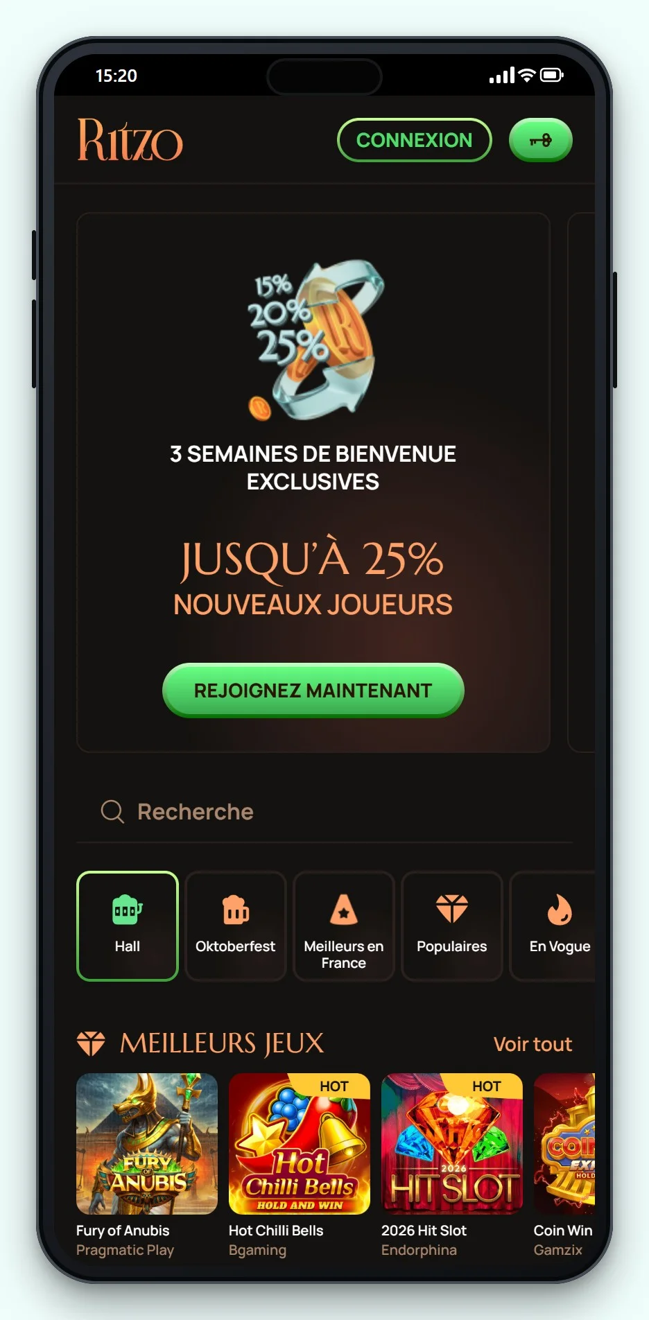 trustly casino: Ritzo sur mobile, le lobby de jeux du casino
