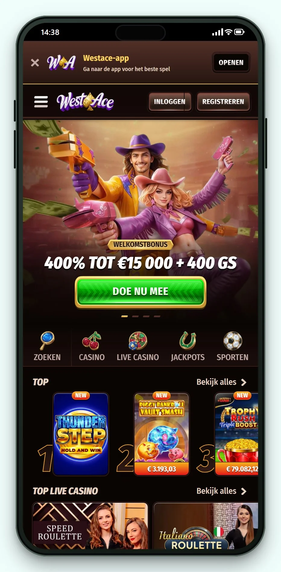 casino met trustly: WestAce op mobiel, de spellobby van het casino