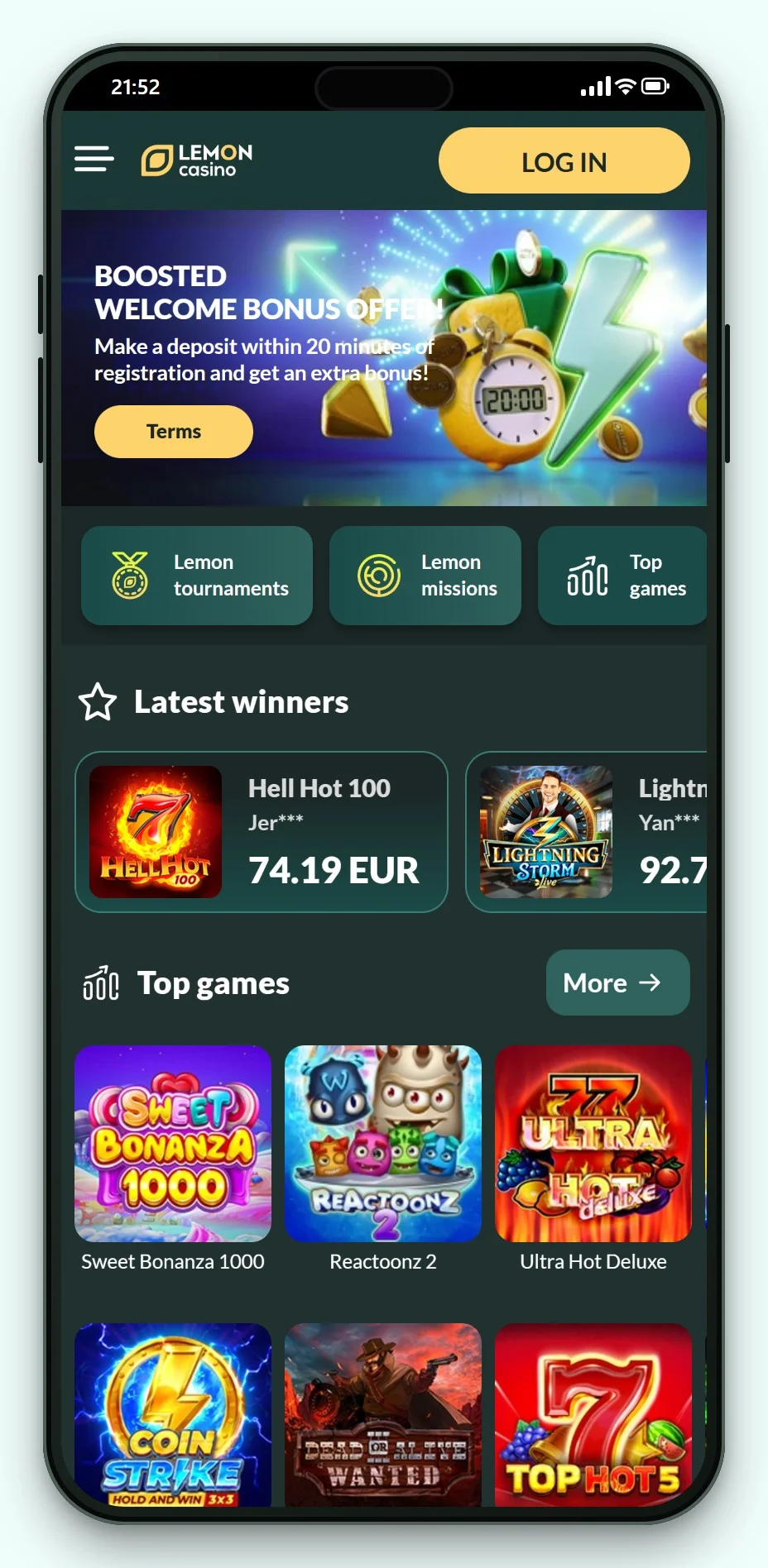 cele mai bune cazinouri trustly: lobby-ul mobil de jocuri Lemon Casino